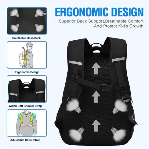 حقيبة ظهر للأولاد للمدرسة، حقيبة ظهر للألعاب للأولاد والأطفال، حقيبة كتب للأولاد لطلاب المدارس الابتدائية المتوسطة، حقيبة كتب لألعاب الفيديو للصبي والأطفال في سن المراهقة من 6 إلى 14،17 بوصة in Kuwait