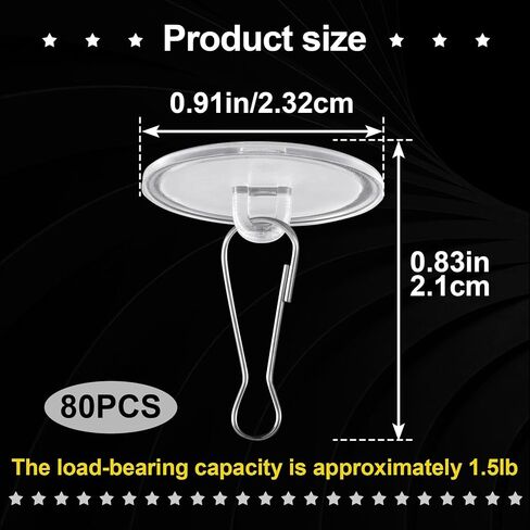 80 Pack Self-Adhesive Ceiling Hooks for Hanging, Sticky Damage-Free No-Drill Ceiling Discs, Removable Transparent Wall Hanger for Festival Wedding Birthday Party Christams Decorations in Saudi Arabia