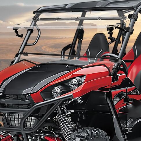 نصف الزجاج الأمامي الأمامي مناسب لـ Kawasaki Teryx Teryx4، زجاج أمامي نصف شفاف مطلي بالبوليستر لملحقات Teryx 800 / Teryx4 800 2016-2025، مقاوم للخدش والغبار in Kuwait