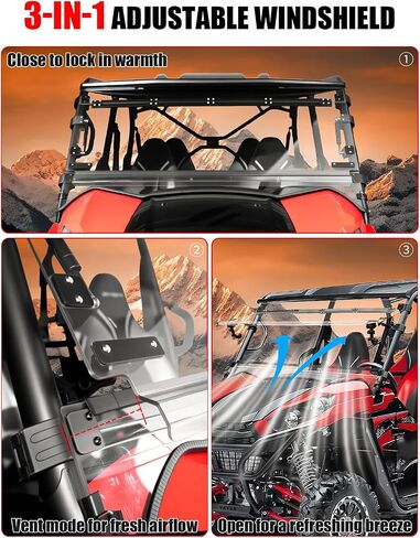 نصف الزجاج الأمامي الأمامي مناسب لـ Kawasaki Teryx Teryx4، زجاج أمامي نصف شفاف مطلي بالبوليستر لملحقات Teryx 800 / Teryx4 800 2016-2025، مقاوم للخدش والغبار in Kuwait