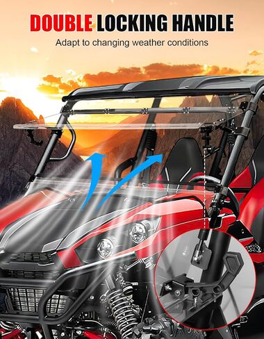نصف الزجاج الأمامي الأمامي مناسب لـ Kawasaki Teryx Teryx4، زجاج أمامي نصف شفاف مطلي بالبوليستر لملحقات Teryx 800 / Teryx4 800 2016-2025، مقاوم للخدش والغبار in Kuwait