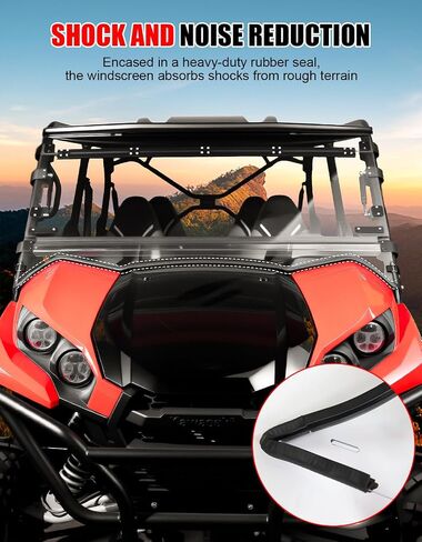 نصف الزجاج الأمامي الأمامي مناسب لـ Kawasaki Teryx Teryx4، زجاج أمامي نصف شفاف مطلي بالبوليستر لملحقات Teryx 800 / Teryx4 800 2016-2025، مقاوم للخدش والغبار in Kuwait