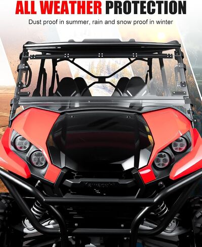 نصف الزجاج الأمامي الأمامي مناسب لـ Kawasaki Teryx Teryx4، زجاج أمامي نصف شفاف مطلي بالبوليستر لملحقات Teryx 800 / Teryx4 800 2016-2025، مقاوم للخدش والغبار in Kuwait