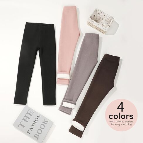 4 pack Girls Fleece Lined Leggings kids Winter Warm Pants Girls Thick Basic Solid Full Length Pants in Saudi Arabia