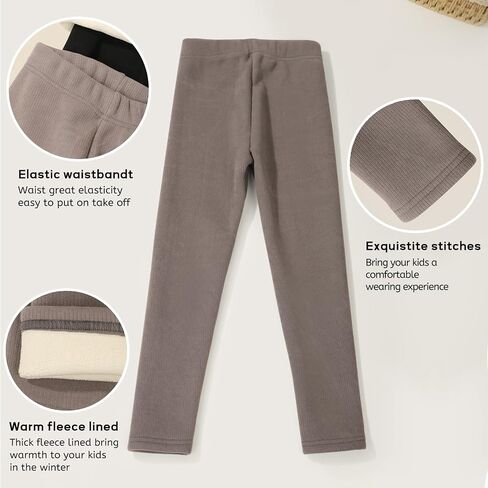 4 pack Girls Fleece Lined Leggings kids Winter Warm Pants Girls Thick Basic Solid Full Length Pants in Saudi Arabia