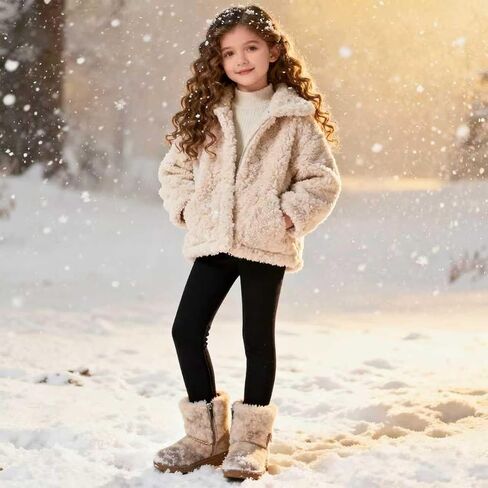 4 pack Girls Fleece Lined Leggings kids Winter Warm Pants Girls Thick Basic Solid Full Length Pants in Saudi Arabia