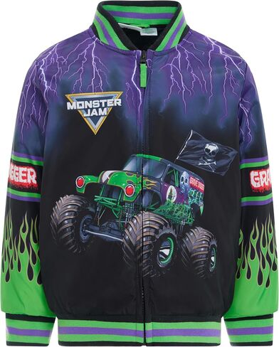 Monster Jam Zip Up Varsity Bomber Jacket Toddler to Little Kid Grave Digger El Toro Loco Megalodon in Saudi Arabia
