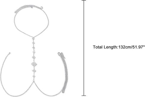 CHIC DIARY Body Chains for Women Sexy Layered Bra Chain Sparkly Rhinestone Crossover Bikini Body Necklaces in Saudi Arabia