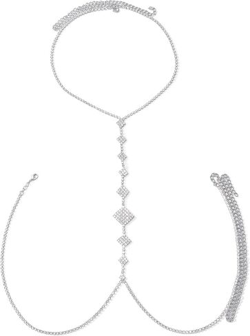 CHIC DIARY Body Chains for Women Sexy Layered Bra Chain Sparkly Rhinestone Crossover Bikini Body Necklaces in Saudi Arabia