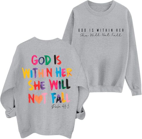 Christian God Is Within Her Sweatshirts Women Jesus Faith Bible Verse Shirts Oversized Inspirational Hoodie Pullover in Saudi Arabia