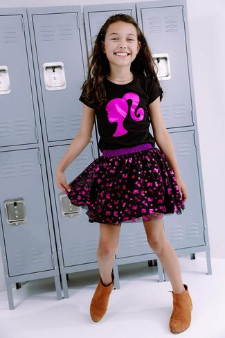 Barbie Girls Metallic Print T-Shirt and Tulle Mesh Skirt Toddler to Big Kid in Saudi Arabia