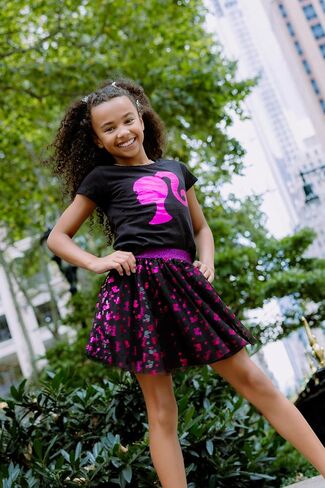 Barbie Girls Metallic Print T-Shirt and Tulle Mesh Skirt Toddler to Big Kid in Saudi Arabia