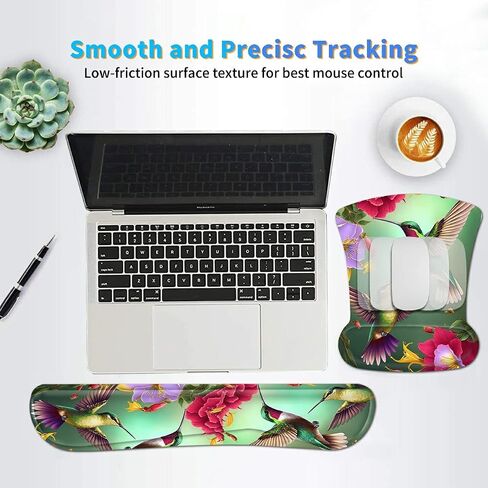 Ergonomic Mouse Pad with Wrist Support Gel Mouse Pads and Upgrade Keyboard Wrist Rest Pad Set, Coasters Non-Slip PU Base Mouse Mat for Office Gaming Computer Laptop Home, Glitter Butterfly in Saudi Arabia