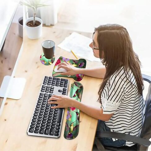 Ergonomic Mouse Pad with Wrist Support Gel Mouse Pads and Upgrade Keyboard Wrist Rest Pad Set, Coasters Non-Slip PU Base Mouse Mat for Office Gaming Computer Laptop Home, Glitter Butterfly in Saudi Arabia