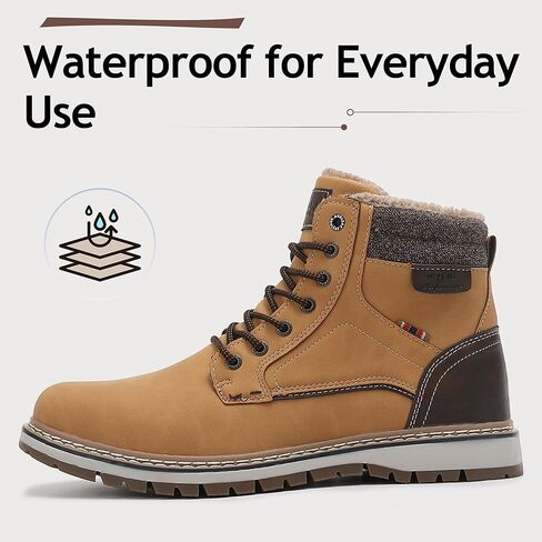 Mens Snow Boots Warm Winter Boots Non Slip Fur Lined Outdoor Shoes in Kuwait