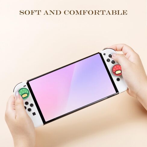 PERFECTSIGHT Switch Thumb Grips, Cute Joystick Caps for Nintendo Switch, 4 PCS Thumbstick Cover for Switch Lite, Switch OLED, Analog Stick Button Cover for NS Joycon Controller (Yellow+Pink) in Kuwait