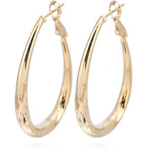 Real 18K Gold Filled Lady's Hoop Earrings Big Circle Jewelry
