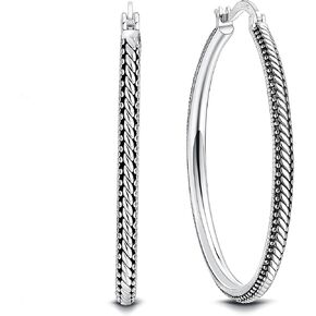 MUSECLOUD 40MM Hoop Earrings 925 Sterling Silver Big Hoop Earrings Minimalist Vintage Large Huggie Earrings For Women in Kuwait