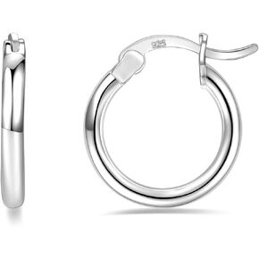 Sterling Silver Hoop Earrings 7 Sizes Options 2mm Tube High Polished Silver Hoops 15mm 20mm 25mm 30mm 40mm 50mm 60mm Hypoallergenic Jewelry