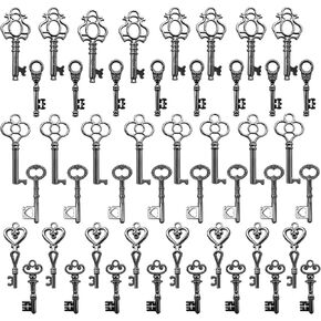 Salome Idea Skeleton Key Charm Set in Antique Bronze (48 Charms) 6 Styles - Vintage Style Key Charms