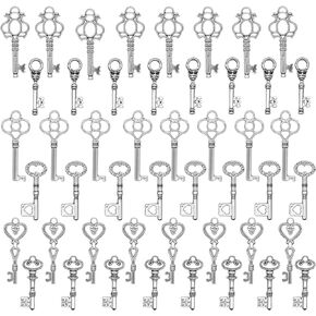 Salome Idea Skeleton Key Charm Set in Antique Bronze (48 Charms) 6 Styles - Vintage Style Key Charms