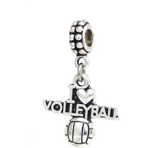 Dangle I love Volleyball Charm Bead for Charms Bracelets