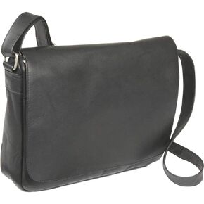Le Donne Leather Full Flap Over Shoulder Bag, Premium Full-Grain Colombian Vaquetta Leather Crossbody, 13" x 10" x4"