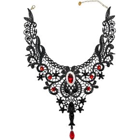 Aabellay Gothic Black Lace Necklace Steampunk Vampire Choker Punk Victorian Costume Party Retro Vintage Wedding Party Prom Festival Halloween Jewelry for Women Girls - Y432