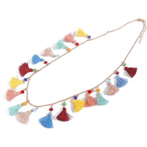 Long Necklace Bohemian Multi-colored Tassel Elegant Jewelry Choker Adjustable for Women Girls Ladies Gift for Mother's Day Birthday Christmas Holidays