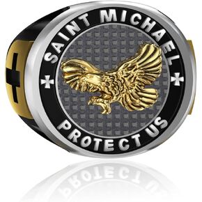 LONAGO Men Ring Patriotic USA Flying American Bald Eagle Ring Sterling Silver Man Stacking Ring Gifts for Father Friends