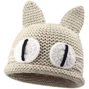 Cut Crochet Hats for Women Cat Beanies Women Ear Beanies Hat Accessories Kawaii Beanies for Women