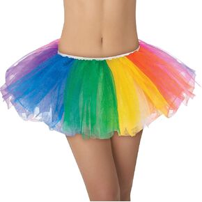 Rainbow Tulle Tutu For Adults - One Size Fits All (Pack Of 1) - Perfect For Parties & Performances