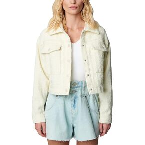 [BLANKNYC] Womens Luxury Clothing Tweed Cropped Jacket With Snap Front Closure, Comfortable & Stylish Coat