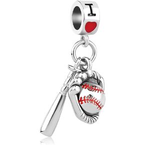 Football Mom and Baseball Love Sports Charm Compatible With Pandora Charms Bracelets