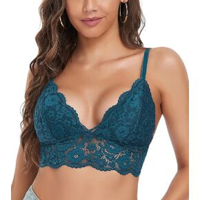 DotVol Women's Triangle Cup Sexy Scalloped Strappy Removable Padded Bralette