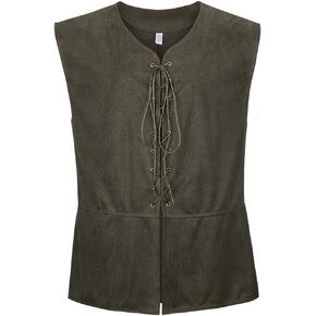 Lehauya Men's Pirate Vest Renaissance Vest Costume Pirate Costumes Medieval Steampunk Gothic Waistcoat