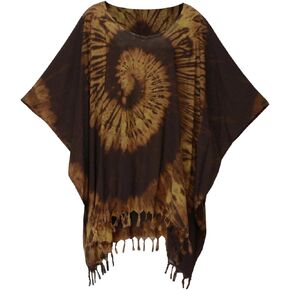 ATM Tie Dye Blouse Caftan Kaftan Poncho Cover Up Spiral Plus Size Handmade