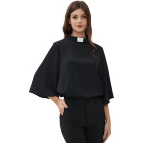 Clergy Shirt for Women Tab Collar Flared Sleeve Plus Blouse Black…