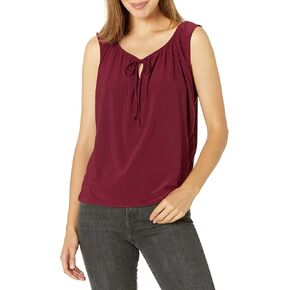 Star Vixen Women's Sleeveless Peasant Top with Tie Neck in Kuwait