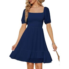 فستان صيفي من YATHON للنساء لحفلات الزفاف فساتين الشمس للنساء فساتين شاطئ غير رسمية مكشكشة بطيات على شكل حرف a فساتين صغيرة in Kuwait