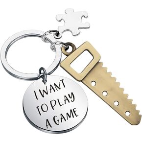 CHOORO Saw Movie Keyring Horror Movie Keyring I Want To Play A Game Movie Quote Keyring Horror Movie Gifts