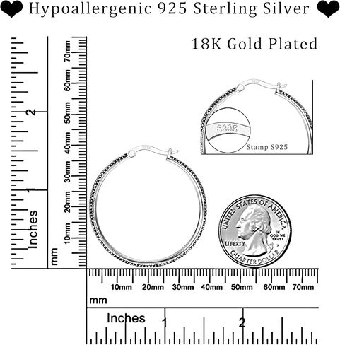 MUSECLOUD 40MM Hoop Earrings 925 Sterling Silver Big Hoop Earrings Minimalist Vintage Large Huggie Earrings For Women in Kuwait