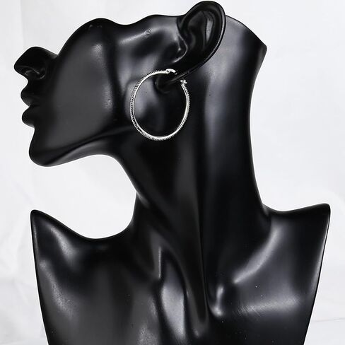 MUSECLOUD 40MM Hoop Earrings 925 Sterling Silver Big Hoop Earrings Minimalist Vintage Large Huggie Earrings For Women in Kuwait