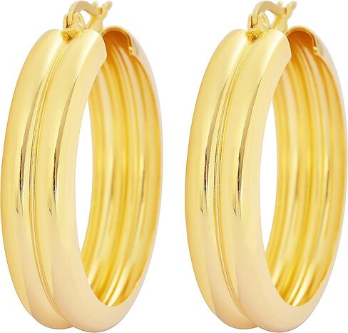 Edforce Women's Stainless Steel Double Round Hoop Earrings, (6mm x 25mm) in Saudi Arabia