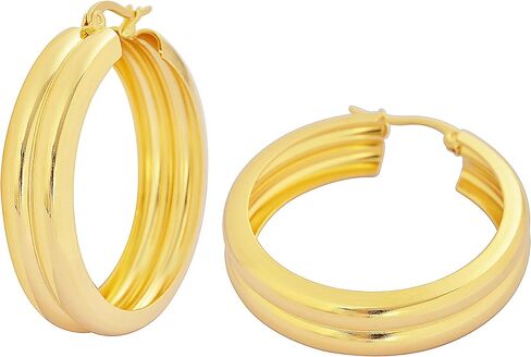 Edforce Women's Stainless Steel Double Round Hoop Earrings, (6mm x 25mm) in Saudi Arabia
