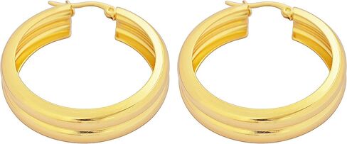 Edforce Women's Stainless Steel Double Round Hoop Earrings, (6mm x 25mm) in Saudi Arabia