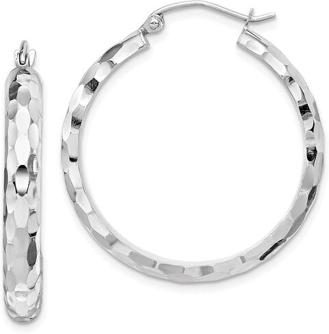3.8mm Diamond-Cut Polished Faceted Hoop Earrings in Real 14k Gold in Saudi Arabia