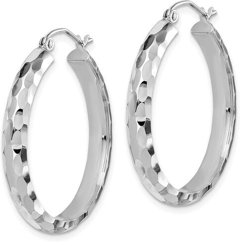 3.8mm Diamond-Cut Polished Faceted Hoop Earrings in Real 14k Gold in Saudi Arabia