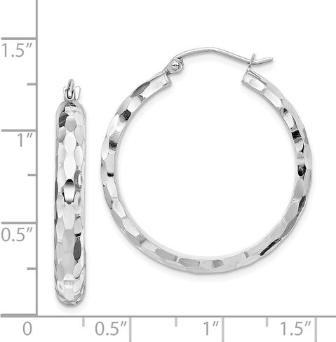 3.8mm Diamond-Cut Polished Faceted Hoop Earrings in Real 14k Gold in Saudi Arabia
