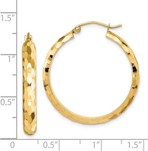 3.8mm Diamond-Cut Polished Faceted Hoop Earrings in Real 14k Gold in Saudi Arabia